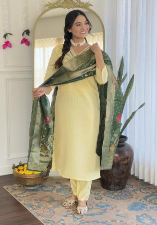 Picture of Sublime Silk Dark Khaki Readymade Salwar Kameez