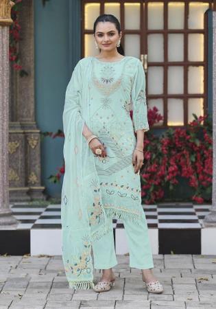 Picture of Georgette Powder Blue Straight Cut Salwar Kameez