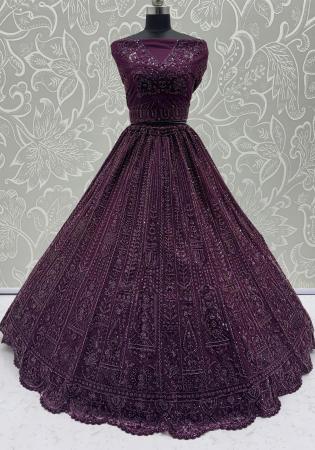 Picture of Exquisite Net Purple Lehenga Choli
