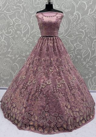 Picture of Wonderful Net Rosy Brown Lehenga Choli
