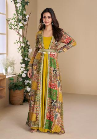 Picture of Beautiful Georgette Golden Rod Party Wear Gown