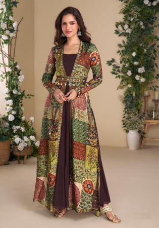 Picture of Ideal Georgette Brown Party Wear Gown