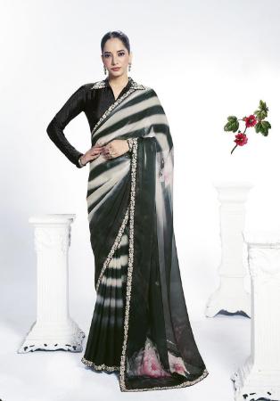 Picture of Fascinating Satin & Silk Black Saree