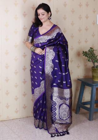 Picture of Appealing Silk Dark Slate Blue Saree
