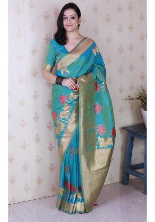 Picture of Comely Silk Light Blue Saree