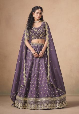Picture of Well Formed Organza Dim Gray Lehenga Choli