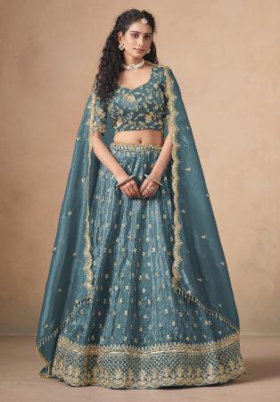 Picture of Grand Organza Dark Slate Grey Lehenga Choli