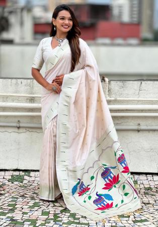 Picture of Comely Silk Off White Saree