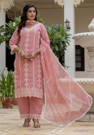Picture of Well Formed Silk Rosy Brown Readymade Salwar Kameez