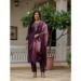 Picture of Silk Dark Olive Green Readymade Salwar Kameez