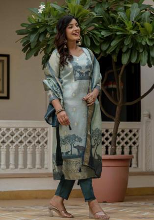 Picture of Shapely Silk Slate Grey Readymade Salwar Kameez