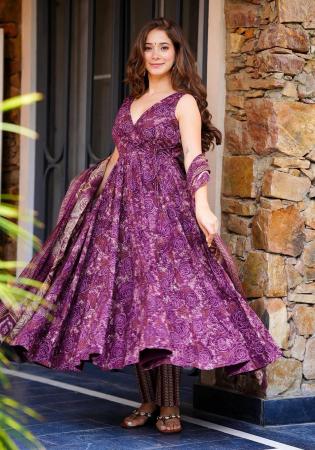 Picture of Marvelous Georgette Purple Readymade Salwar Kameez