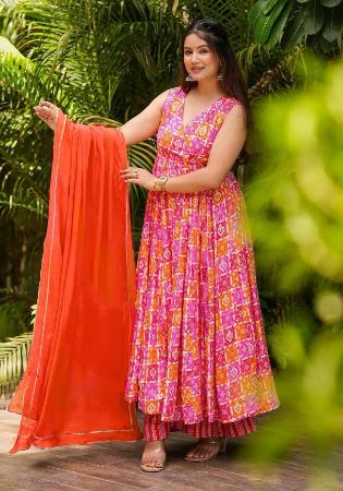 Picture of Georgette Light Coral Readymade Salwar Kameez