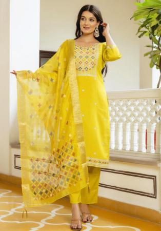 Picture of Statuesque Chiffon Golden Readymade Salwar Kameez