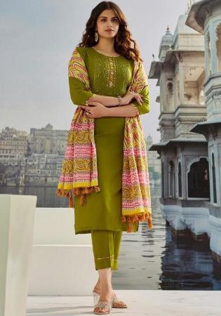 Picture of Bewitching Chiffon Olive Readymade Salwar Kameez