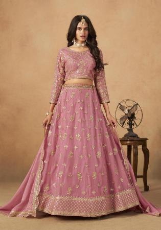 Picture of Excellent Organza Pale Violet Red Lehenga Choli