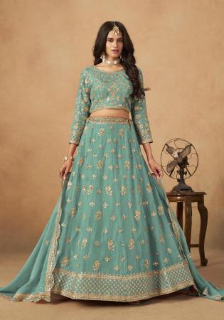 Picture of Magnificent Organza Medium Sea Green Lehenga Choli