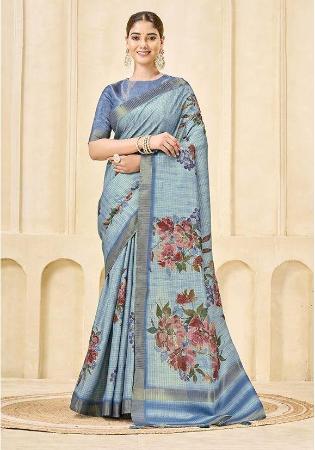 Picture of Bewitching Silk Cadet Blue Saree