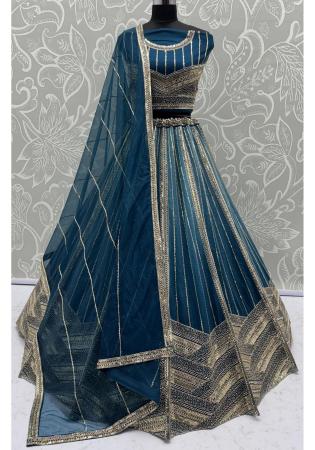 Picture of Resplendent Net Midnight Blue Lehenga Choli