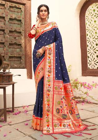 Picture of Graceful Silk Navy Blue Saree