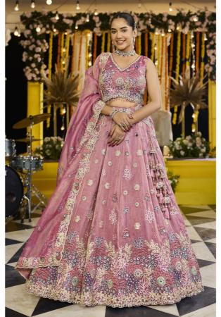 Picture of Resplendent Satin & Silk Pink Lehenga Choli