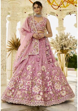 Picture of Magnificent Satin & Silk Rosy Brown Lehenga Choli