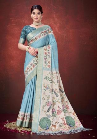 Picture of Admirable Silk Cadet Blue Saree