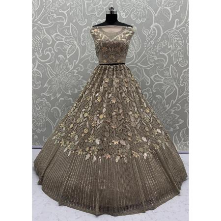 Picture of Statuesque Net Dim Gray Lehenga Choli