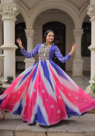 Picture of Pleasing Georgette Medium Violet Red Readymade Gown