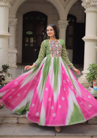 Picture of Exquisite Georgette Hot Pink Readymade Gown