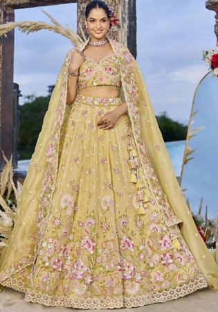 Picture of Satin & Silk & Organza Burly Wood Readymade Lehenga Choli