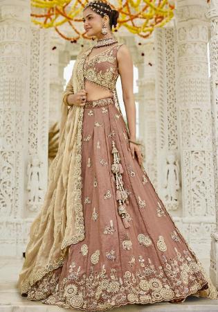 Picture of Satin & Silk & Organza Beige Readymade Lehenga Choli