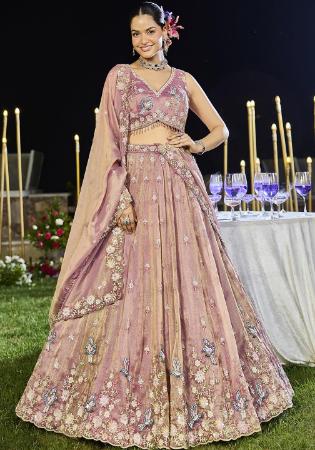 Picture of Satin & Silk & Organza Rosy Brown Readymade Lehenga Choli