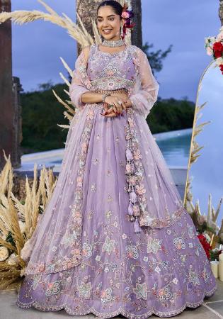 Picture of Satin & Silk Light Steel Blue Readymade Lehenga Choli