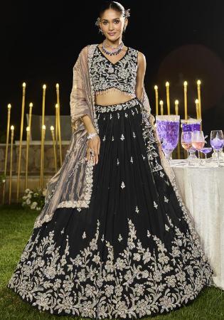 Picture of Radiant Satin & Silk Black Readymade Lehenga Choli