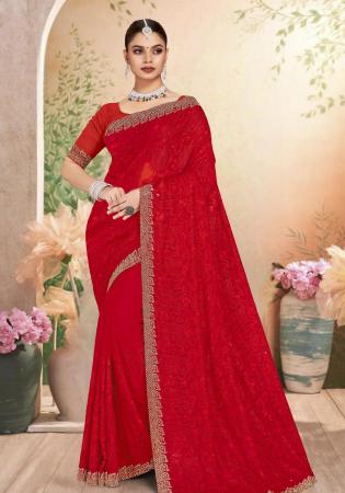 Picture of Comely Georgette Red Saree