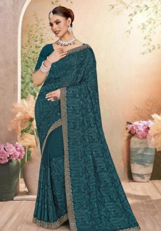 Picture of Ravishing Georgette Teal Saree