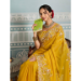 Picture of Well Formed Georgette & Silk Golden Rod Saree
