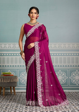 Picture of Bewitching Georgette & Silk Purple Saree