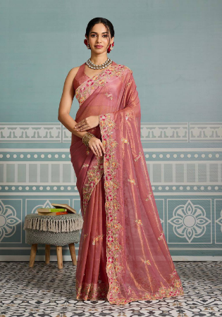 Picture of Appealing Georgette & Silk Pink Saree