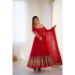 Picture of Elegant Georgette Dark Red Readymade Salwar Kameez