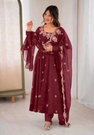 Picture of Enticing Georgette Maroon Readymade Salwar Kameez