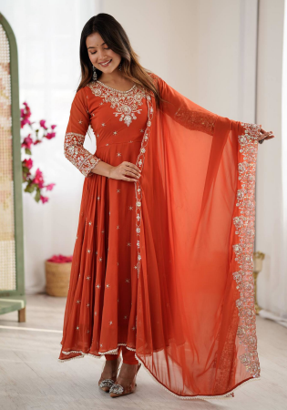 Picture of Stunning Georgette Chocolate Readymade Salwar Kameez