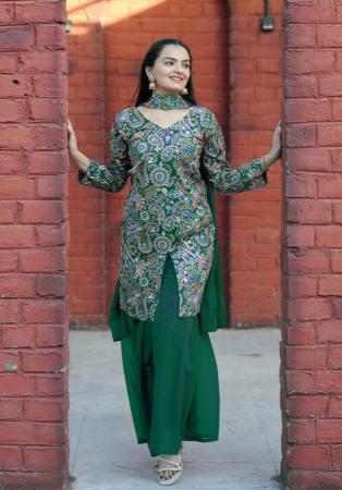 Picture of Georgette & Silk Dark Green Readymade Salwar Kameez