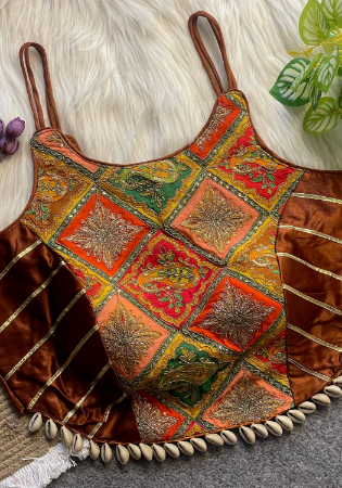 Picture of Pretty Crepe & Silk Brown Designer Blouse