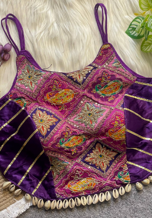 Picture of Superb Crepe & Silk Purple Designer Blouse