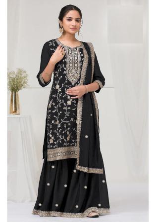 Picture of Admirable Chiffon Black Straight Cut Salwar Kameez
