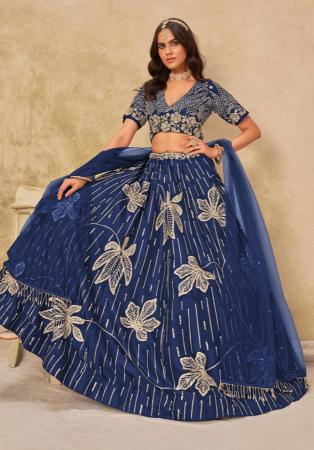 Picture of Sublime Silk Dark Slate Blue Lehenga Choli