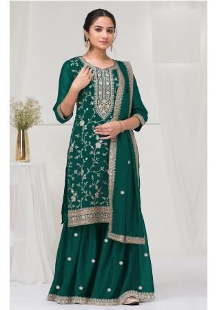 Picture of Radiant Silk Dark Green Straight Cut Salwar Kameez
