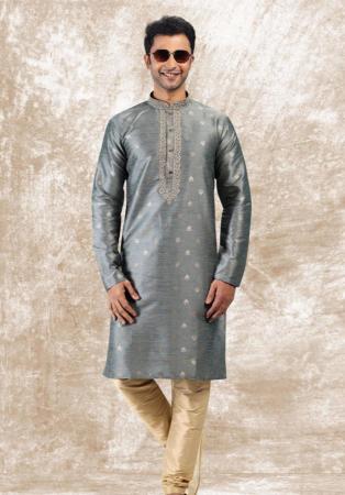 Picture of Delightful Silk Grey Kurtas